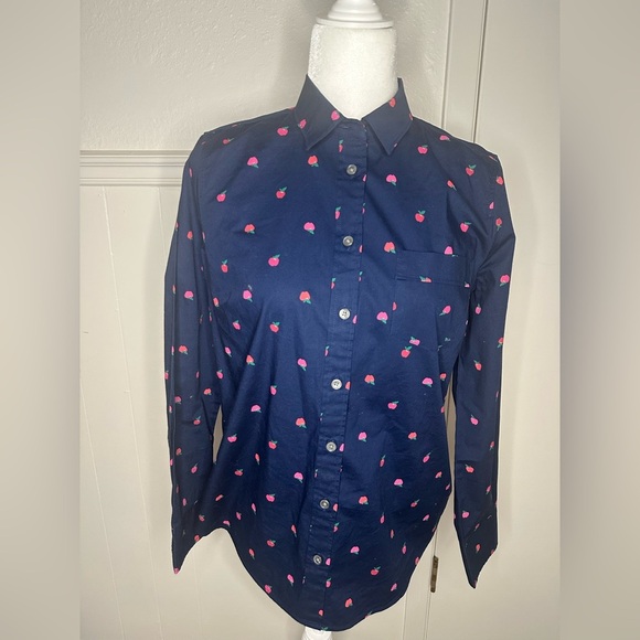 J.Crew Apple Print Button Down top size MP - Picture 3 of 12